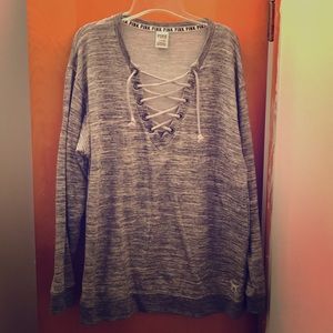 VS PINK LACE UP SWEATSHIRT